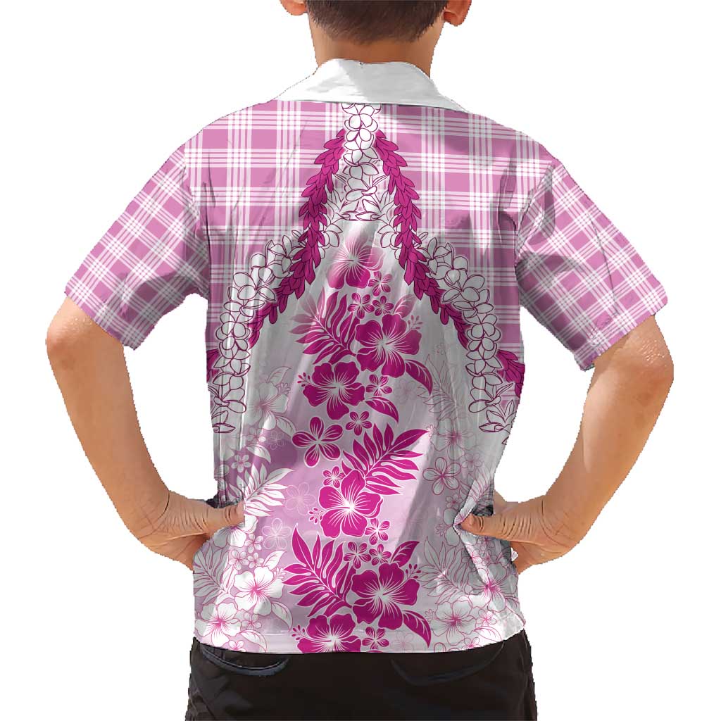 Aloha Hawaii Palaka Kid Hawaiian Shirt Pink Plumeria Lei - Polynesian Pride