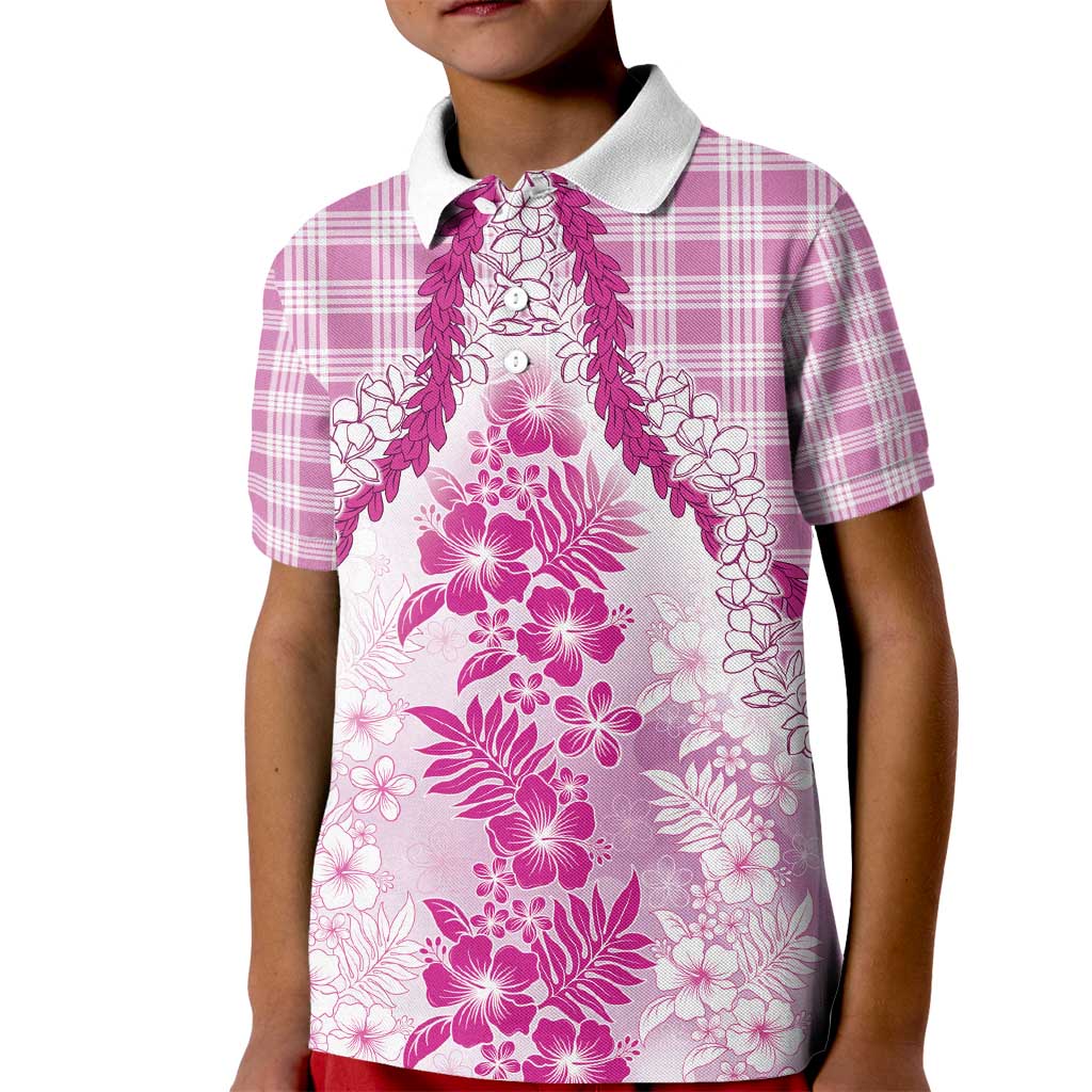Aloha Hawaii Palaka Kid Polo Shirt Pink Plumeria Lei - Polynesian Pride