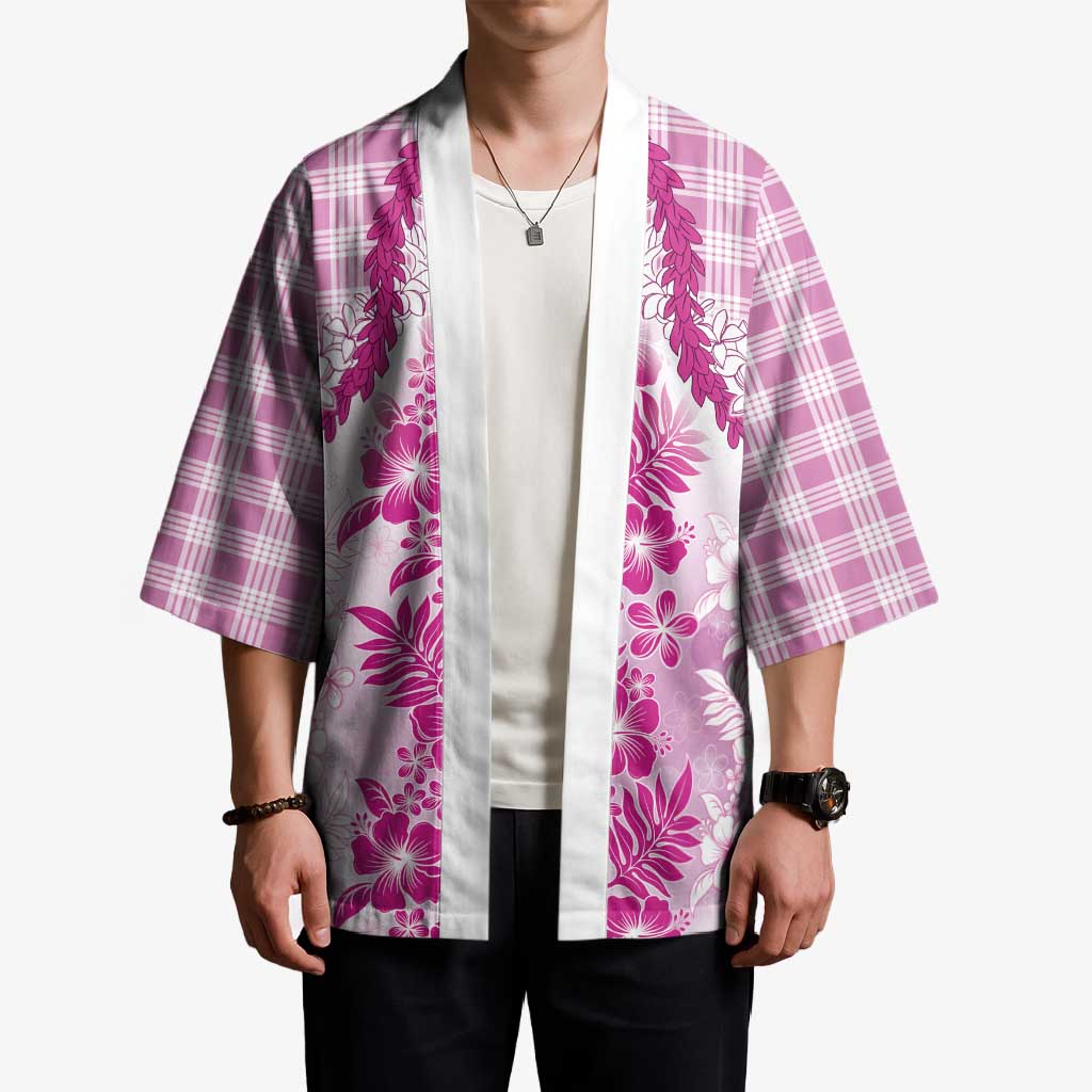 Aloha Hawaii Palaka Kimono Pink Plumeria Lei - Polynesian Pride
