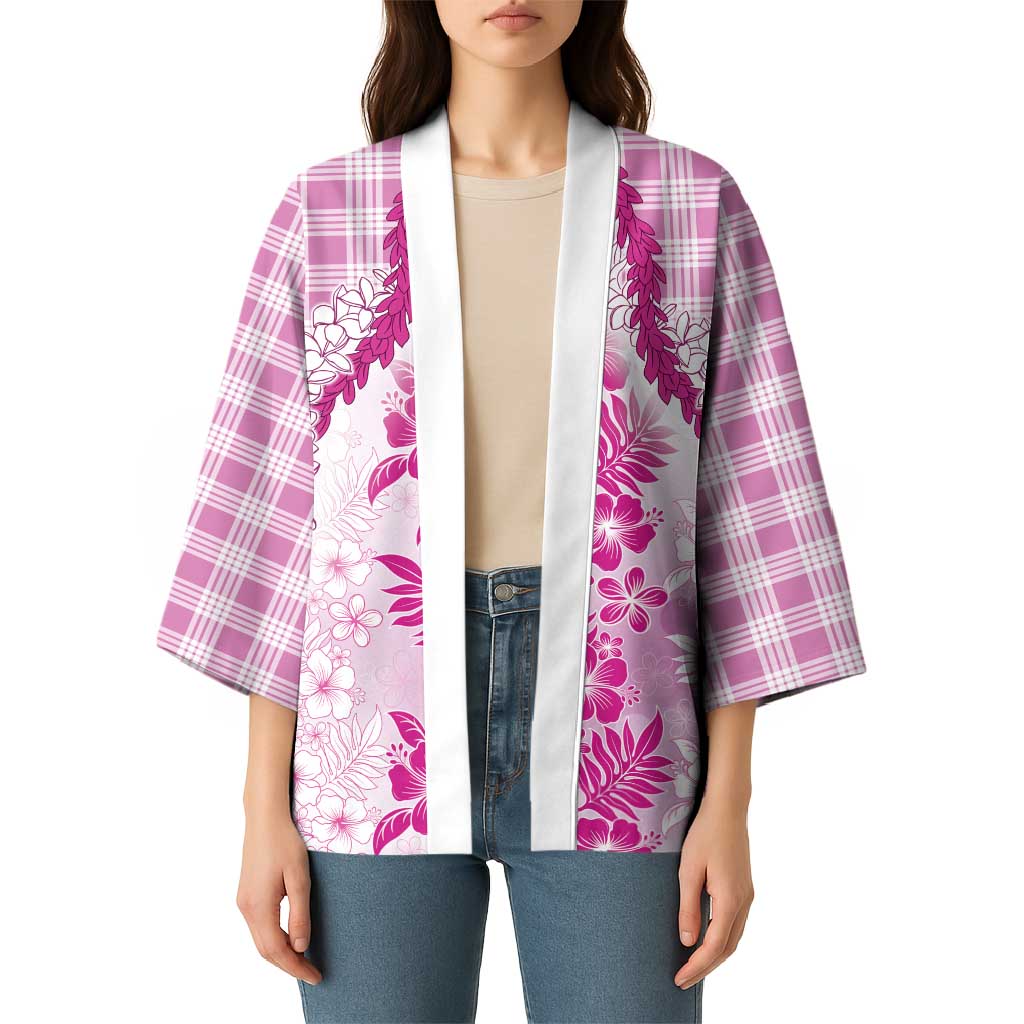 Aloha Hawaii Palaka Kimono Pink Plumeria Lei - Polynesian Pride