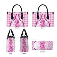 Aloha Hawaii Palaka Leather Bag Pink Plumeria Lei - Polynesian Pride