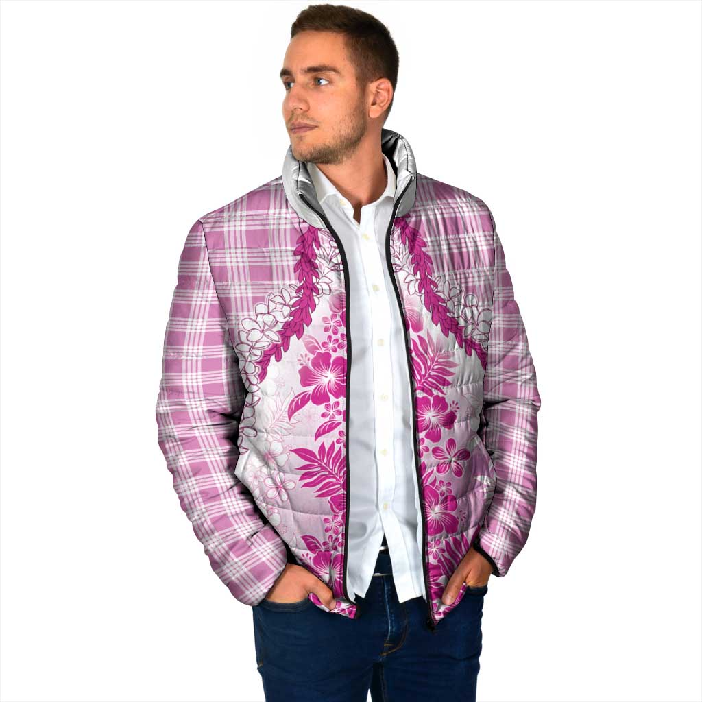 Aloha Hawaii Palaka Padded Jacket Pink Plumeria Lei - Polynesian Pride