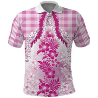 Aloha Hawaii Palaka Polo Shirt Pink Plumeria Lei - Polynesian Pride