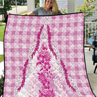 Aloha Hawaii Palaka Quilt Pink Plumeria Lei - Polynesian Pride