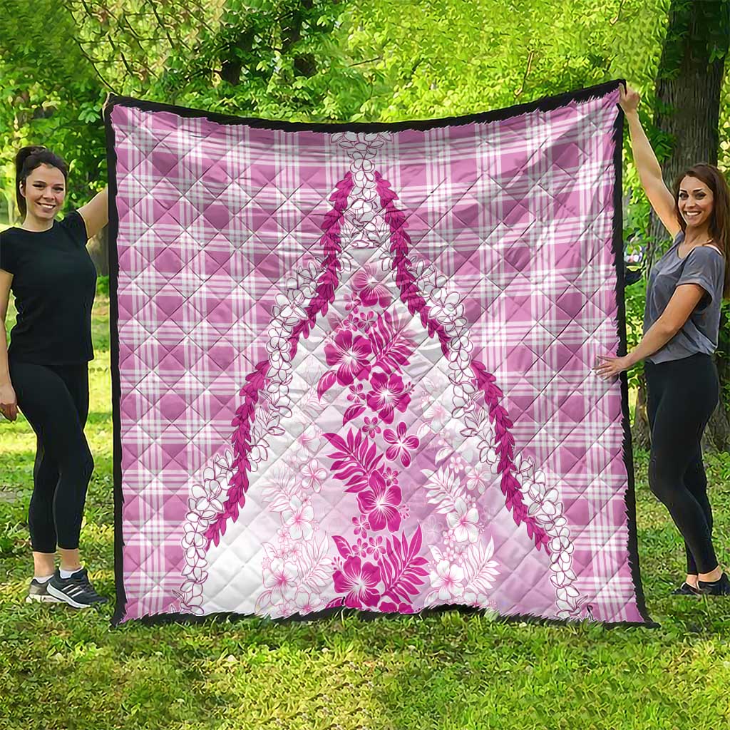 Aloha Hawaii Palaka Quilt Pink Plumeria Lei - Polynesian Pride
