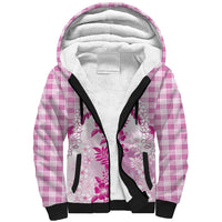 Aloha Hawaii Palaka Sherpa Hoodie Pink Plumeria Lei - Polynesian Pride