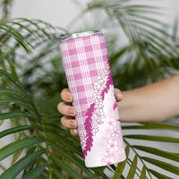 Aloha Hawaii Palaka Skinny Tumbler Pink Plumeria Lei - Polynesian Pride