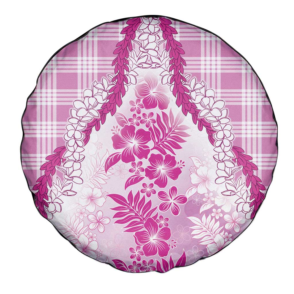 Aloha Hawaii Palaka Spare Tire Cover Pink Plumeria Lei - Polynesian Pride
