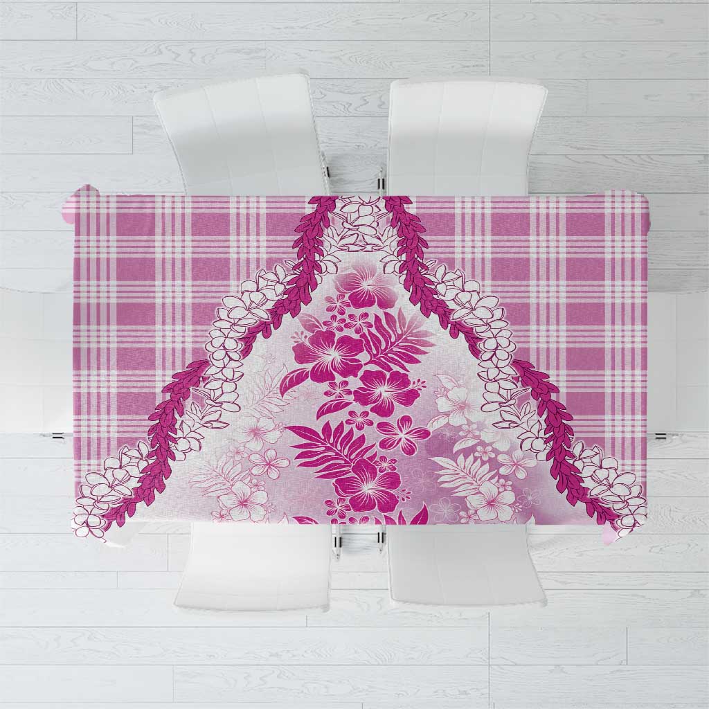 Aloha Hawaii Palaka Tablecloth Pink Plumeria Lei - Polynesian Pride