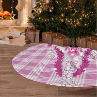 Aloha Hawaii Palaka Tree Skirt Pink Plumeria Lei - Polynesian Pride