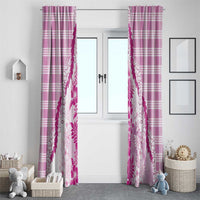 Aloha Hawaii Palaka Window Curtain Pink Plumeria Lei - Polynesian Pride