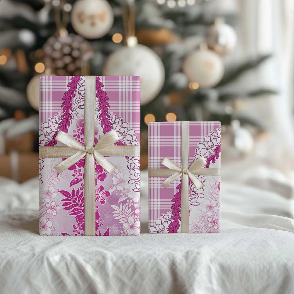 Aloha Hawaii Palaka Wrapping Paper Pink Plumeria Lei LT05 - Polynesian Pride