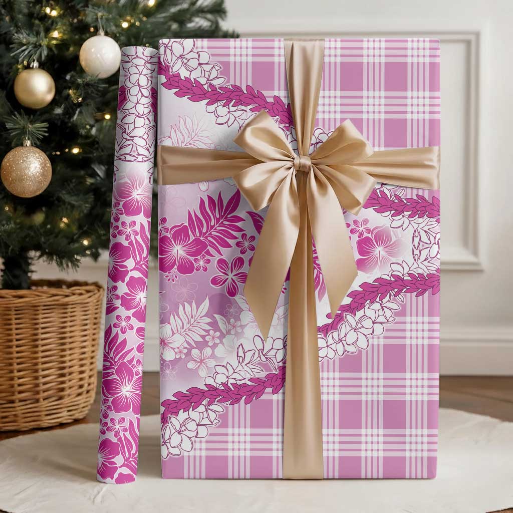 Aloha Hawaii Palaka Wrapping Paper Pink Plumeria Lei LT05 - Polynesian Pride