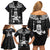 Custom New Zealand Maori Taiaha Family Matching Off Shoulder Short Dress and Hawaiian Shirt Tiki Warrior Black LT05 - Polynesian Pride