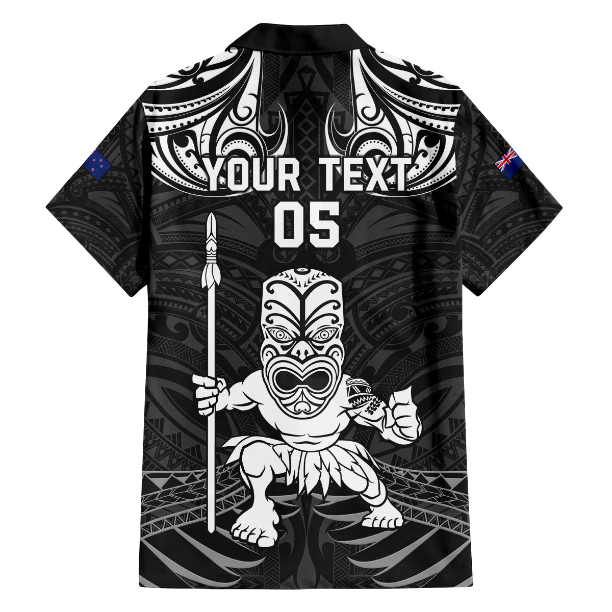 Custom New Zealand Maori Taiaha Family Matching Summer Maxi Dress and Hawaiian Shirt Tiki Warrior Black LT05 - Polynesian Pride