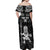 Custom New Zealand Maori Taiaha Off Shoulder Maxi Dress Tiki Warrior Black LT05 - Polynesian Pride