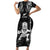 Custom New Zealand Maori Taiaha Short Sleeve Bodycon Dress Tiki Warrior Black LT05 Long Dress Black - Polynesian Pride