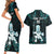 Custom New Zealand Maori Taiaha Couples Matching Short Sleeve Bodycon Dress and Hawaiian Shirt Tiki Warrior Paua Shell LT05 - Polynesian Pride