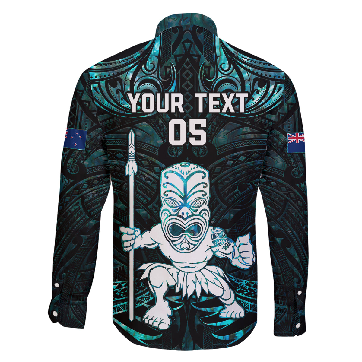 Custom New Zealand Maori Taiaha Family Matching Summer Maxi Dress and Hawaiian Shirt Tiki Warrior Paua Shell LT05 - Polynesian Pride