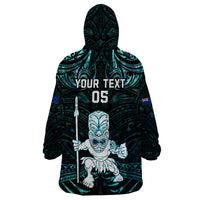 Custom New Zealand Maori Taiaha Wearable Blanket Hoodie Tiki Warrior Paua Shell LT05 - Polynesian Pride