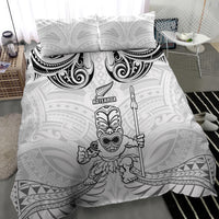 New Zealand Maori Taiaha Bedding Set Tiki Warrior White LT05 - Polynesian Pride