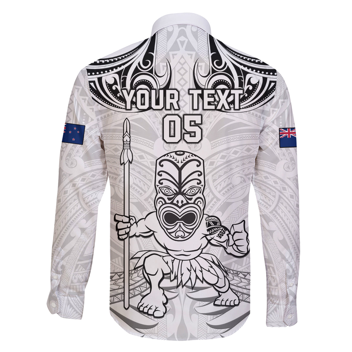 Custom New Zealand Maori Taiaha Family Matching Mermaid Dress and Hawaiian Shirt Tiki Warrior White LT05 - Polynesian Pride