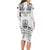 Custom New Zealand Maori Taiaha Long Sleeve Bodycon Dress Tiki Warrior White LT05 - Polynesian Pride