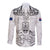 Custom New Zealand Maori Taiaha Long Sleeve Button Shirt Tiki Warrior White LT05 - Polynesian Pride