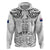 Custom New Zealand Maori Taiaha Zip Hoodie Tiki Warrior White LT05 Zip Hoodie White - Polynesian Pride