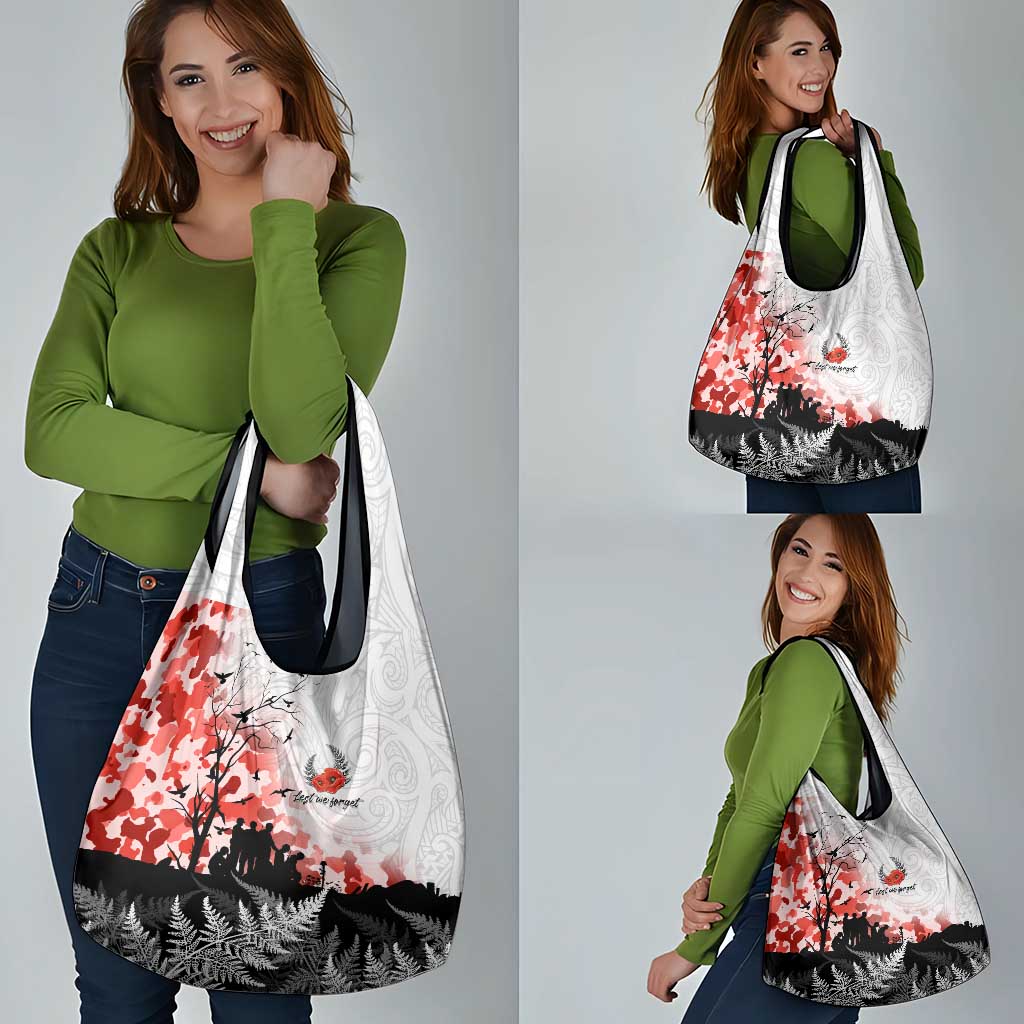 Kei Wareware Tatou New Zealand ANZAC Day Grocery Bag Lest We Forget