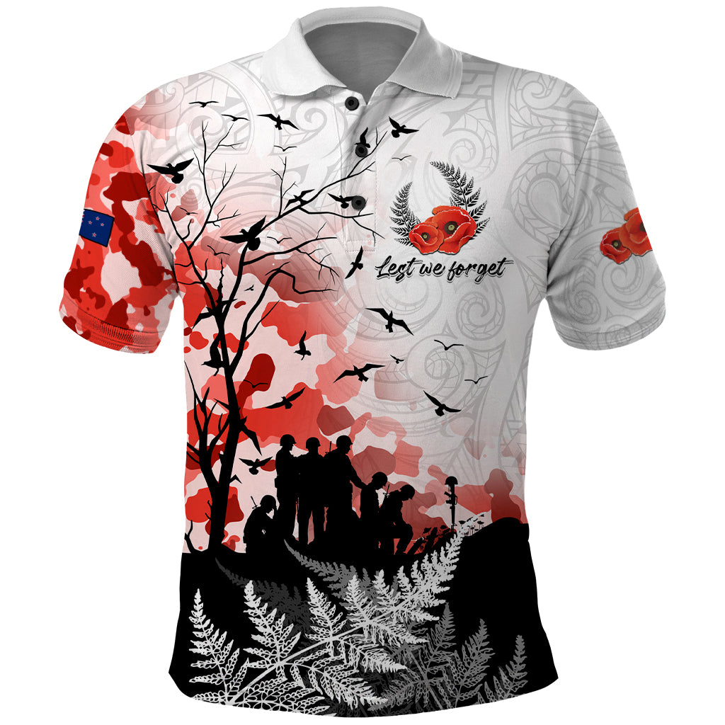 Kei Wareware Tatou New Zealand ANZAC Day Polo Shirt - Lest We Forget LT05 White - Polynesian Pride