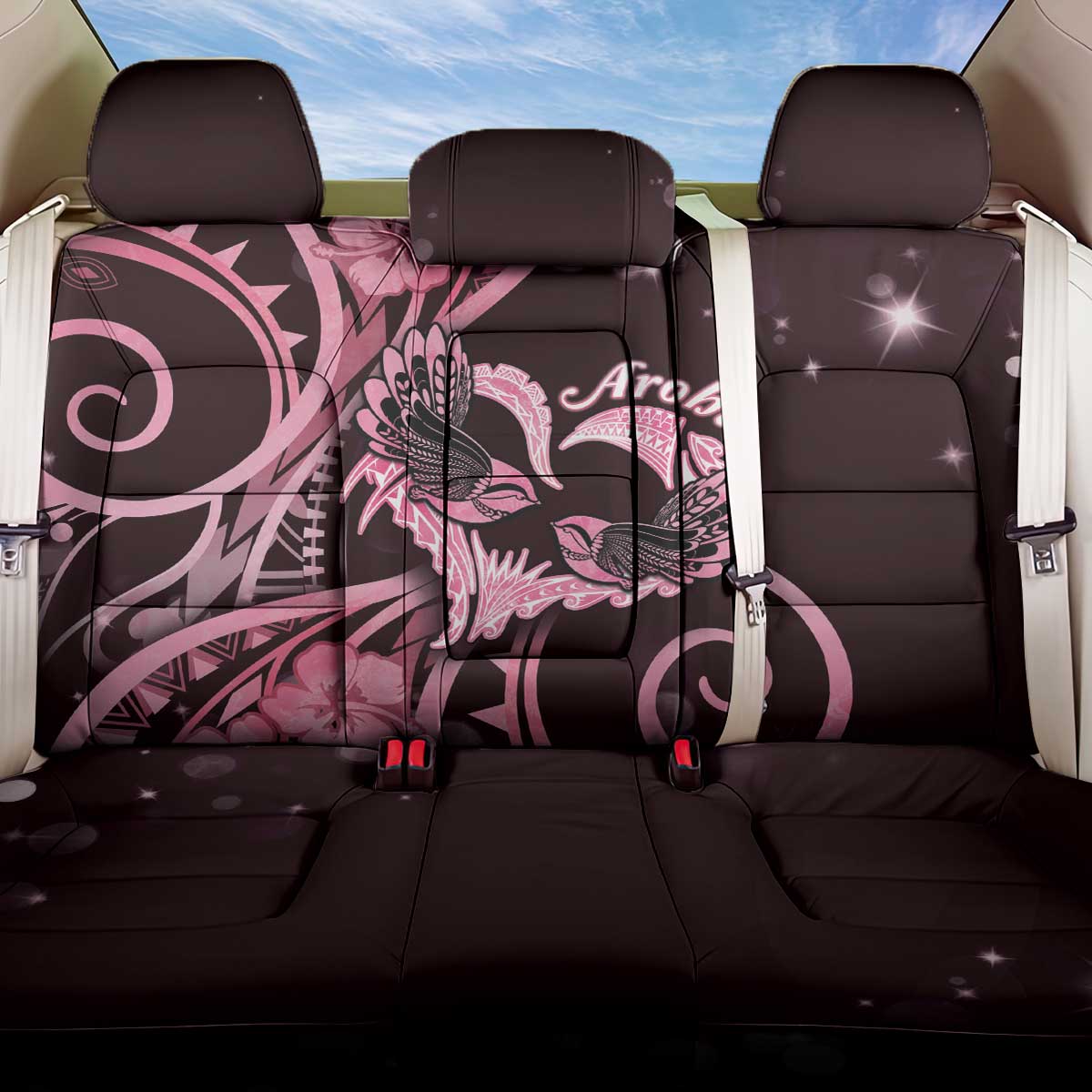 New Zealand Valentine Back Car Seat Cover Aroha Sweet Pink Piwakawaka