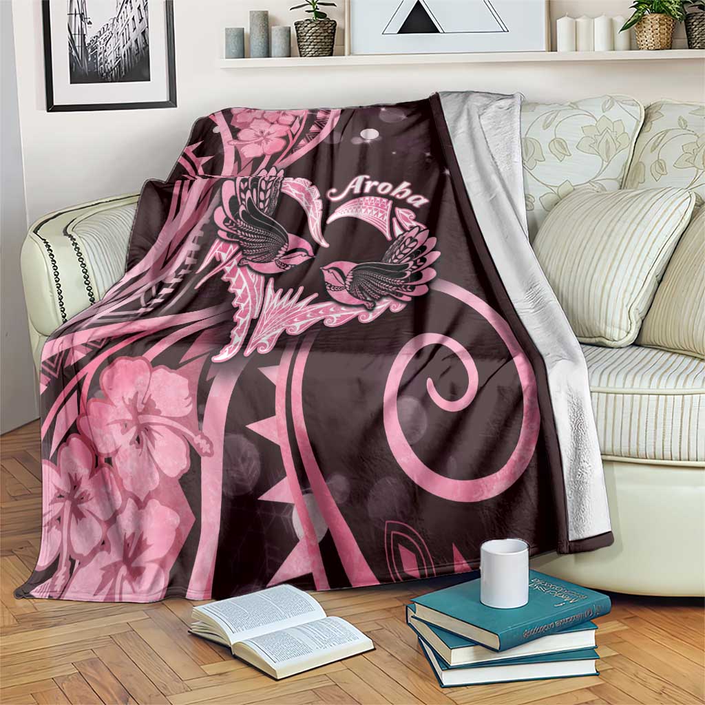 New Zealand Valentine Blanket Aroha Sweet Pink Piwakawaka