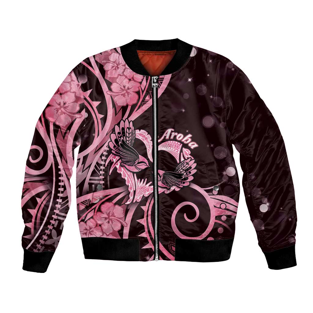 New Zealand Valentine Bomber Jacket Aroha Sweet Pink Piwakawaka