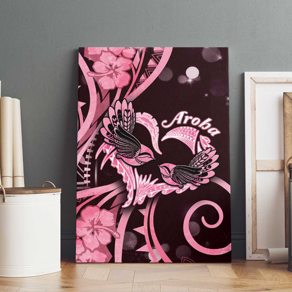 New Zealand Valentine Canvas Wall Art Aroha Sweet Pink Piwakawaka LT05 - Polynesian Pride