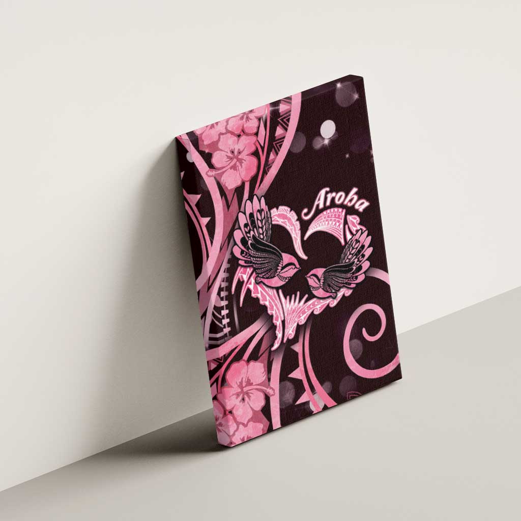 New Zealand Valentine Canvas Wall Art Aroha Sweet Pink Piwakawaka LT05 - Polynesian Pride