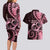 New Zealand Valentine Couples Matching Long Sleeve Bodycon Dress and Hawaiian Shirt Aroha Sweet Pink Piwakawaka