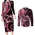 New Zealand Valentine Couples Matching Long Sleeve Bodycon Dress and Long Sleeve Button Shirt Aroha Sweet Pink Piwakawaka