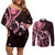 New Zealand Valentine Couples Matching Off Shoulder Short Dress and Long Sleeve Button Shirt Aroha Sweet Pink Piwakawaka