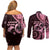 New Zealand Valentine Couples Matching Off Shoulder Short Dress and Long Sleeve Button Shirt Aroha Sweet Pink Piwakawaka