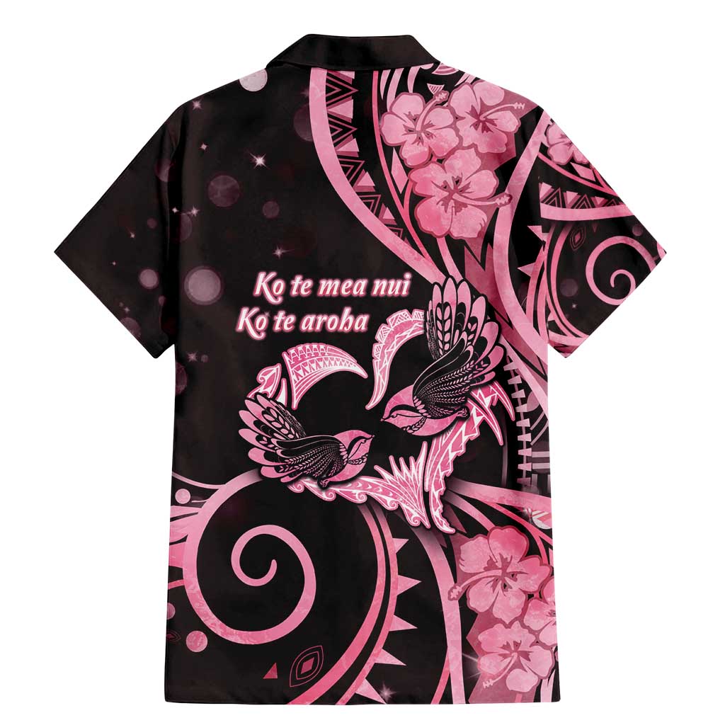 New Zealand Valentine Family Matching Mermaid Dress and Hawaiian Shirt Aroha Sweet Pink Piwakawaka