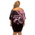 New Zealand Valentine Family Matching Off Shoulder Short Dress and Hawaiian Shirt Aroha Sweet Pink Piwakawaka