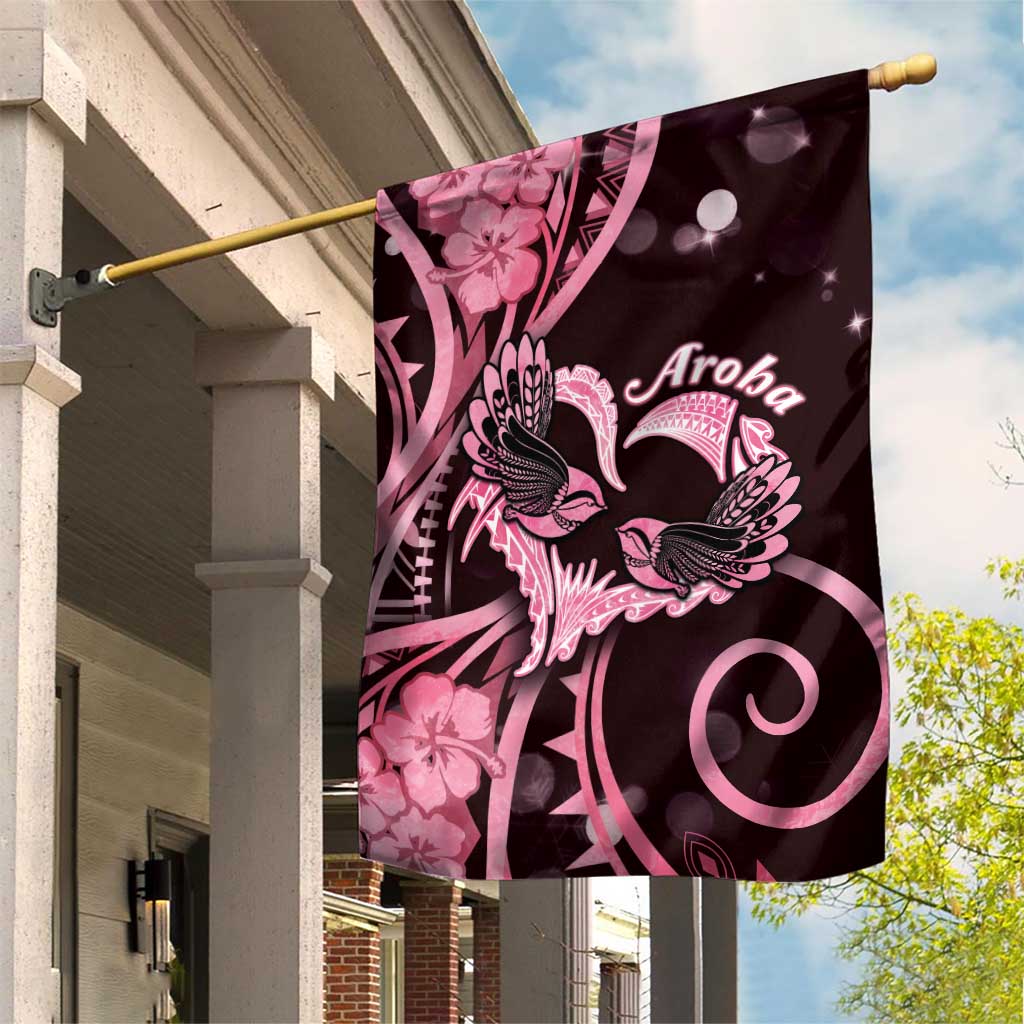 New Zealand Valentine Garden Flag Aroha Sweet Pink Piwakawaka LT05 House Flag Pink - Polynesian Pride