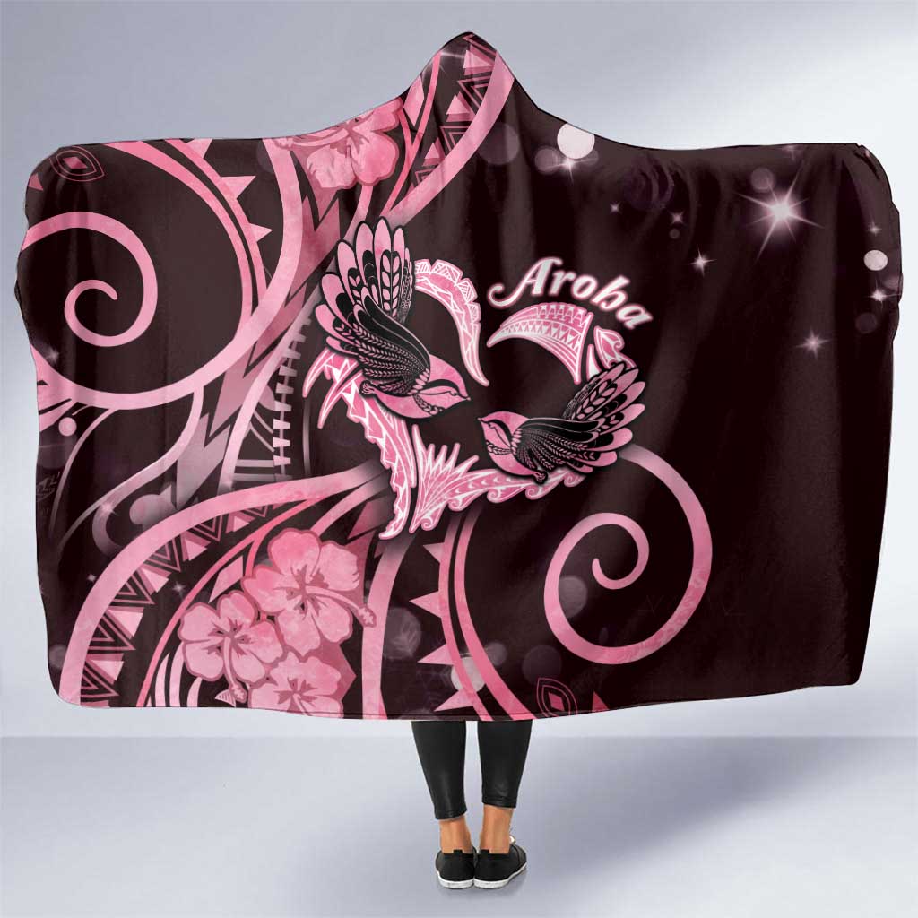 New Zealand Valentine Hooded Blanket Aroha Sweet Pink Piwakawaka