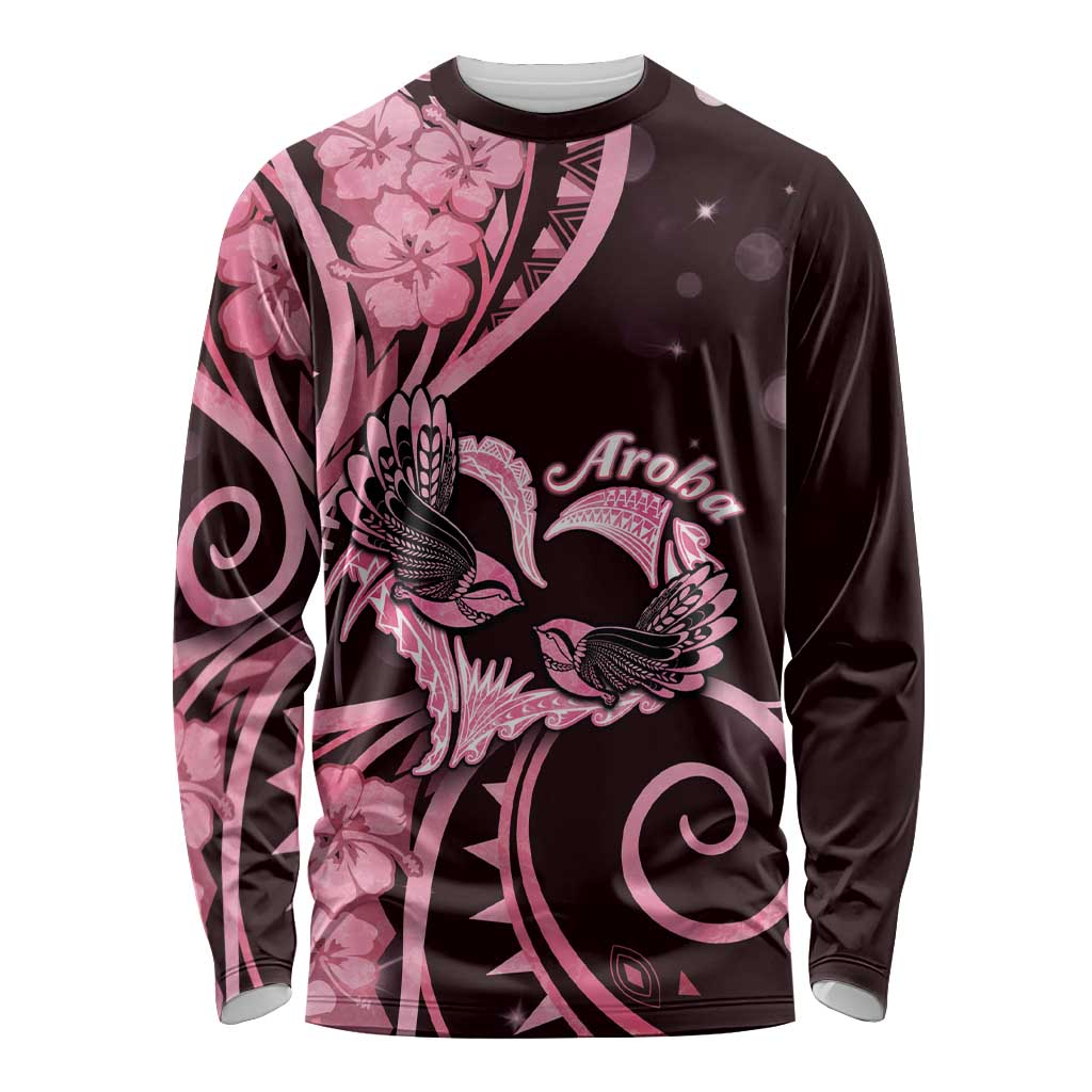 New Zealand Valentine Long Sleeve Shirt Aroha Sweet Pink Piwakawaka