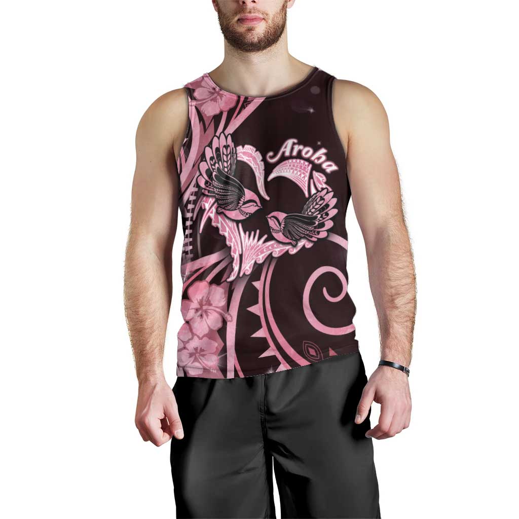 New Zealand Valentine Men Tank Top Aroha Sweet Pink Piwakawaka LT05 - Polynesian Pride