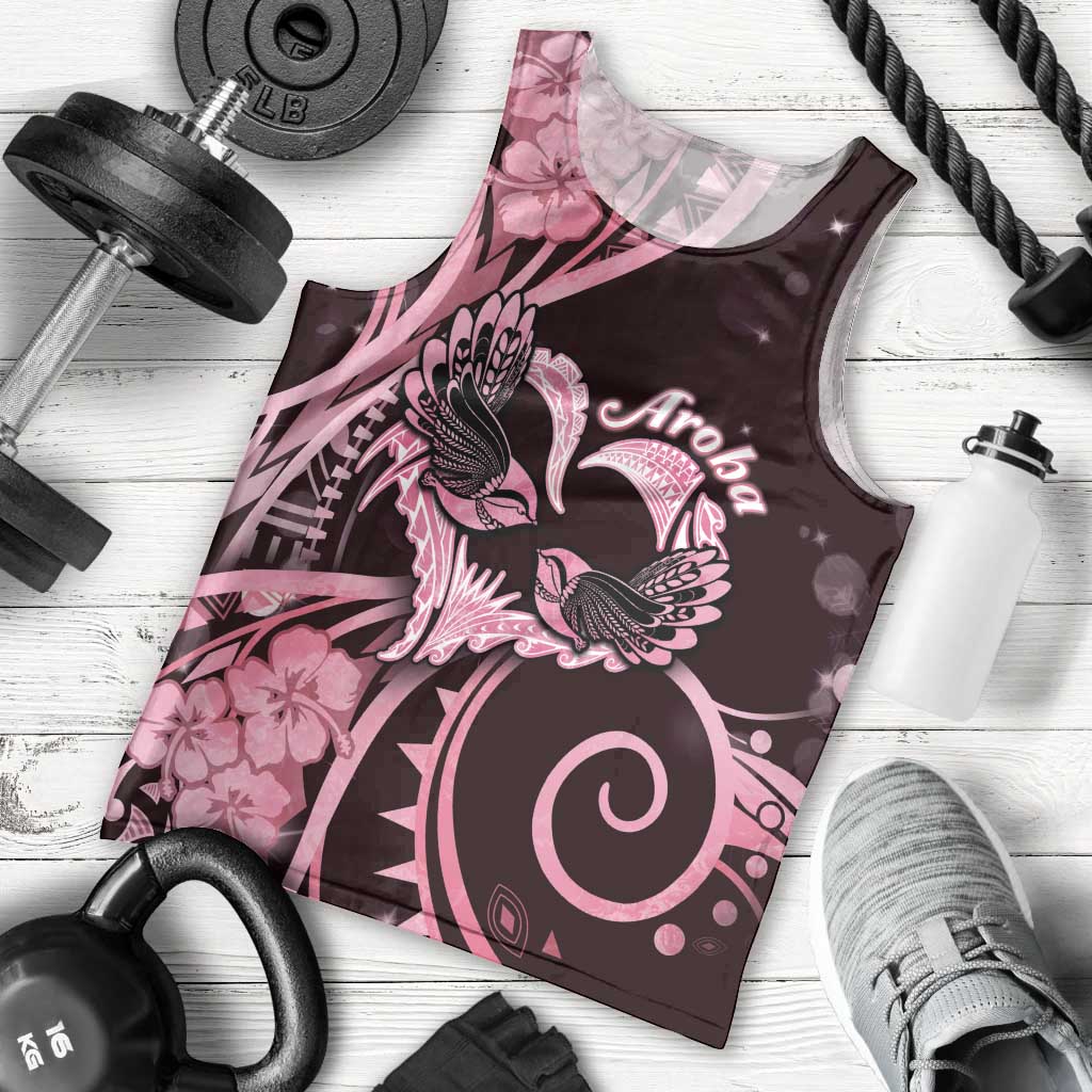New Zealand Valentine Men Tank Top Aroha Sweet Pink Piwakawaka LT05 - Polynesian Pride