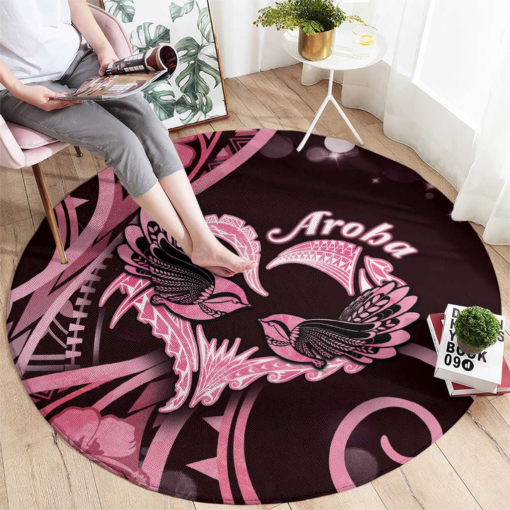 New Zealand Valentine Round Carpet Aroha Sweet Pink Piwakawaka