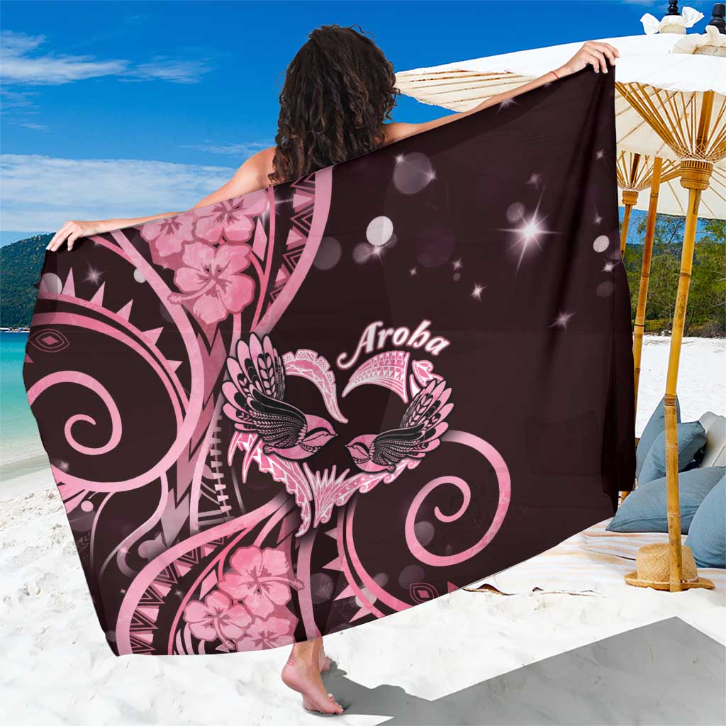 New Zealand Valentine Sarong Aroha Sweet Pink Piwakawaka