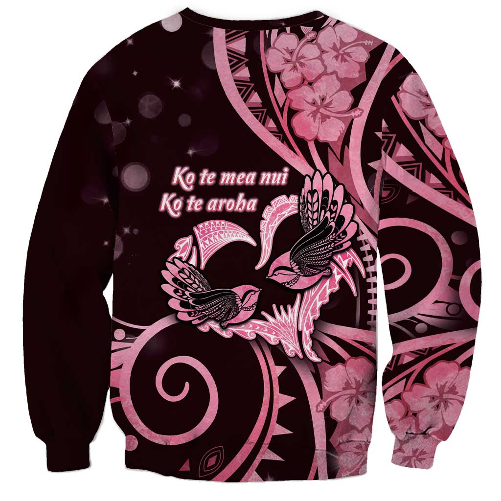 New Zealand Valentine Sweatshirt Aroha Sweet Pink Piwakawaka LT05 - Polynesian Pride